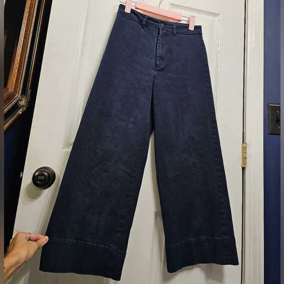 Frank And Oak Josephine Wide Leg Crop in Navy - Picture 2 of 8